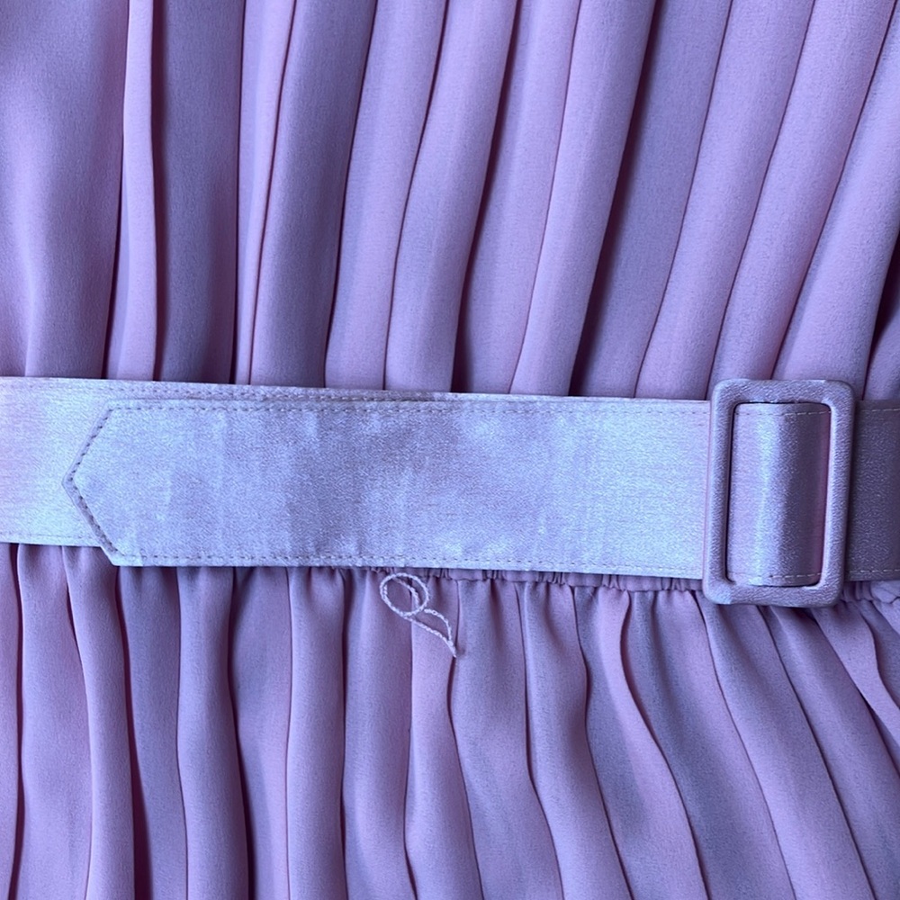 Vintage light pink  Pleated Dress long poof sleeves, elastic waist sz 8 - Picture 3 of 8